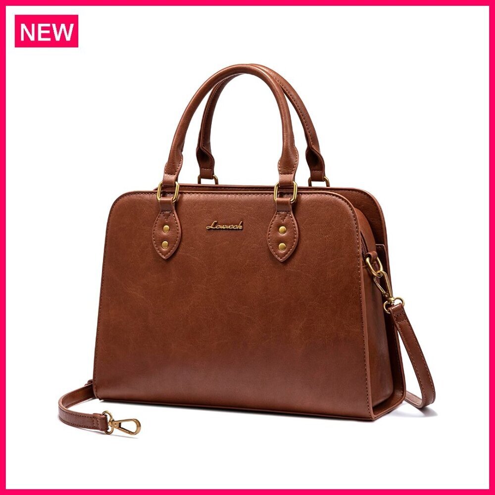 Vintage-Style Leather Tote with Removable Crossbody Strap, 12.1x8.9 Inches